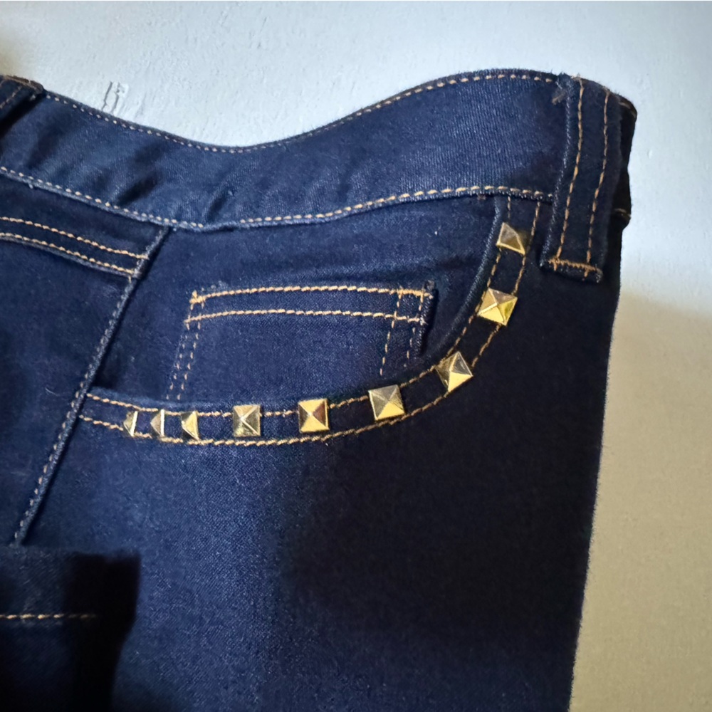 Michael Kors Blue Gold Skinny Jeans with Designer Touch. Size 14